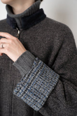 Manzoni 24 Bouclé Reversible Cropped Jacket in Grey and Navy Print