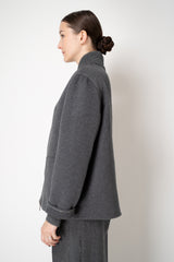 Fabiana Filippi Wool Cashmere Bomber Jacket with Knit Collar in Grey