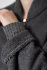 Fabiana Filippi Wool Cashmere Bomber Jacket with Knit Collar in Grey