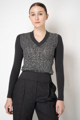 D. Exterior V-neck Knit Sequin Pullover in Anthracite