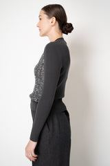 D. Exterior V-neck Knit Sequin Pullover in Anthracite