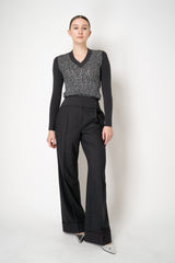 D. Exterior V-neck Knit Sequin Pullover in Anthracite