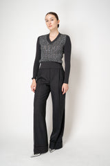 D. Exterior V-neck Knit Sequin Pullover in Anthracite