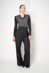 D. Exterior V-neck Knit Sequin Pullover in Anthracite