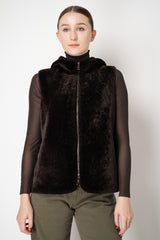 Manzoni 24 Lamb Shearling Hooded Vest in Espresso