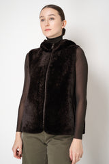 Manzoni 24 Lamb Shearling Hooded Vest in Espresso