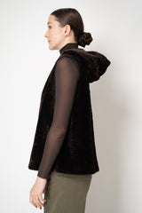 Manzoni 24 Lamb Shearling Hooded Vest in Espresso
