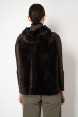 Manzoni 24 Lamb Shearling Hooded Vest in Espresso