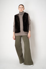 Manzoni 24 Lamb Shearling Hooded Vest in Espresso