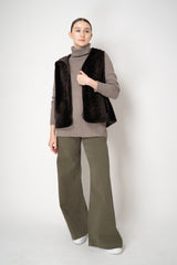 Manzoni 24 Lamb Shearling Hooded Vest in Espresso