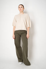 Fabiana Filippi Wool Viscose Knit Short Sleeve Hooded Sweater in Off-White