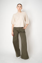 Fabiana Filippi Wool Viscose Knit Short Sleeve Hooded Sweater in Off-White