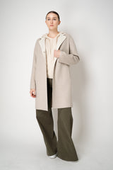 Fabiana Filippi Wool Viscose Knit Short Sleeve Hooded Sweater in Off-White