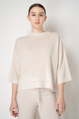 Fabiana Filippi Wool Viscose Knit Dropped Shoulder Sweater in Off-White