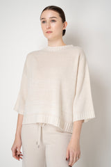 Fabiana Filippi Wool Viscose Knit Dropped Shoulder Sweater in Off-White