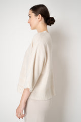 Fabiana Filippi Wool Viscose Knit Dropped Shoulder Sweater in Off-White