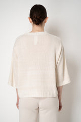 Fabiana Filippi Wool Viscose Knit Dropped Shoulder Sweater in Off-White