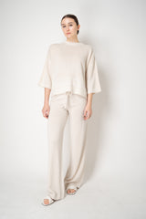 Fabiana Filippi Wool Viscose Knit Dropped Shoulder Sweater in Off-White