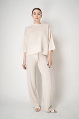 Fabiana Filippi Wool Viscose Knit Dropped Shoulder Sweater in Off-White