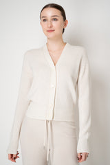Fabiana Filippi Cashmere V-Neck Cardigan with Filo Diamante Details in Off-White