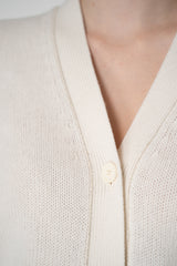 Fabiana Filippi Cashmere V-Neck Cardigan with Filo Diamante Details in Off-White