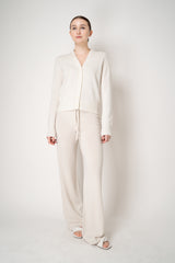 Fabiana Filippi Cashmere V-Neck Cardigan with Filo Diamante Details in Off-White