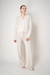 Fabiana Filippi Cashmere V-Neck Cardigan with Filo Diamante Details in Off-White