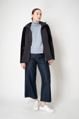 Rocco Ragni Reversible Hooded Shearling Coat with Side Straps in Anthracite