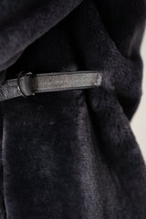 Rocco Ragni Reversible Hooded Shearling Coat with Side Straps in Anthracite