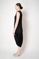 Pleats Please Issey Miyake Leap Asymmetric Hem Sleeveless Dress in Black