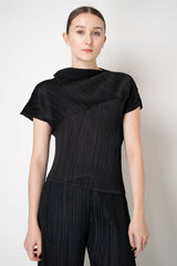 Pleats Please Issey Miyake Leap Asymmetric Top in Black