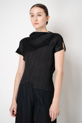 Pleats Please Issey Miyake Leap Asymmetric Top in Black