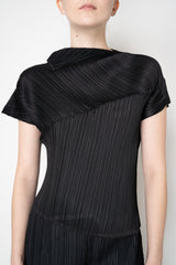 Pleats Please Issey Miyake Leap Asymmetric Top in Black