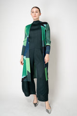 Pleats Please Issey Miyake Monthly Colors: October Wide Barrel Leg Pants in Dark Green