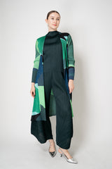 Pleats Please Issey Miyake Monthly Colors: October High Neck Long Sleeve Top in Dark Green