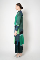 Pleats Please Issey Miyake Orbit Duster Cardigan in Greens