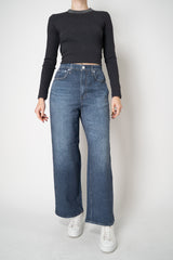 Rag & Bone Miramar Ankle Length Wide Leg Pull-On Pants in Medium Blue Wash