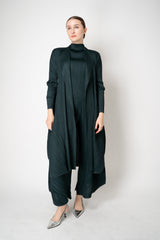 Pleats Please Issey Miyake Monthly Colors: October Duster Cardigan in Dark Green