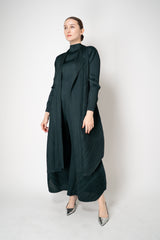 Pleats Please Issey Miyake Monthly Colors: October Duster Cardigan in Dark Green