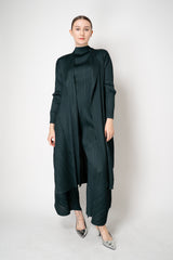Pleats Please Issey Miyake Monthly Colors: October Wide Barrel Leg Pants in Dark Green