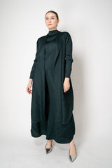Pleats Please Issey Miyake Monthly Colors: October High Neck Long Sleeve Top in Dark Green