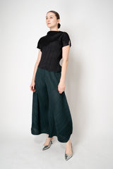 Pleats Please Issey Miyake Monthly Colors: October Wide Barrel Leg Pants in Dark Green