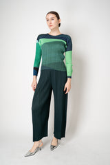 Pleats Please Issey Miyake Orbit Long Sleeve Top in Greens