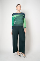 Pleats Please Issey Miyake Orbit Long Sleeve Top in Greens