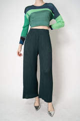 Pleats Please Issey Miyake Monthly Colors: October Wide Leg Pants in Dark Green