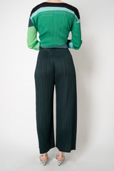 Pleats Please Issey Miyake Monthly Colors: October Wide Leg Pants in Dark Green