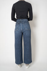 Rag & Bone Miramar Ankle Length Wide Leg Pull-On Pants in Medium Blue Wash