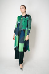 Pleats Please Issey Miyake Orbit Long Sleeve Top in Greens