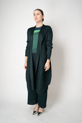 Pleats Please Issey Miyake Monthly Colors: October Duster Cardigan in Dark Green