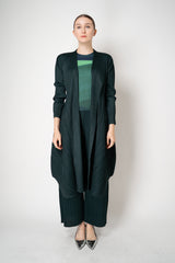 Pleats Please Issey Miyake Monthly Colors: October Duster Cardigan in Dark Green